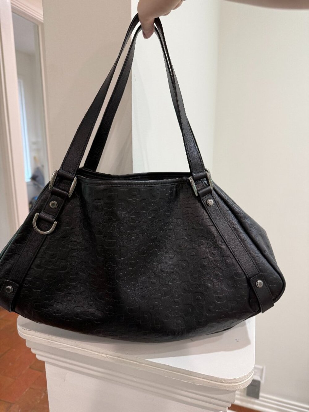 Gucci Abbey Horsebit Pattern Leather Tote Bag